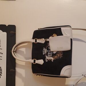 Juicy Couture Black and Cream Handbag with Crossbody Strap